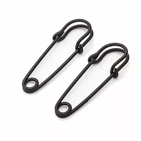 2/$20! Black Safety Pin Earrings - Picture 2 of 8